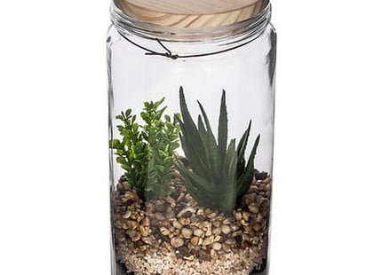 Terrarium mit Kunstpflanze Topf Glas H22cm