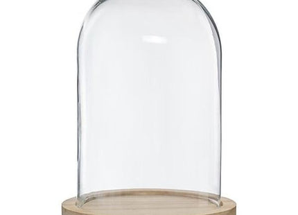 Glocke Glas und Holz H26cm