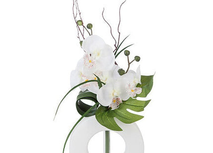 Vase künstliche Orchideen weiß Keramikvase H44cm