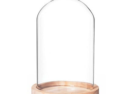 Glocke Glas Holz H19cm