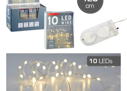 10-LED Mini-Lichterkette, 120 cm, batteriebetrieben mit Knopfzellen TK Gruppe® Grosshandel 