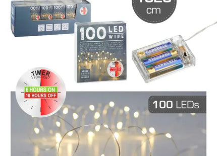 100-LED Mikro-Lichterkette, 1000 cm mit Timer, Energieeffiziente Beleuchtung TK Gruppe® Grosshandel 