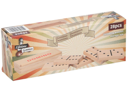 Klassisches Domino-Set aus Holz - 28 Teile, Standardgröße 19.3x6.5x4.2 cm Spielkit TK Gruppe® Grosshandel 