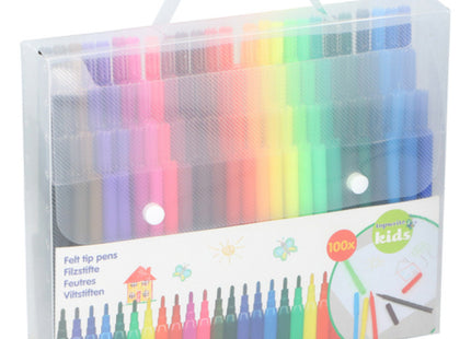 100-teiliges Filzstift-Set - Bunte Stifte für Kunst, Schule und Büro - Premium Qualität TK Gruppe® Grosshandel 