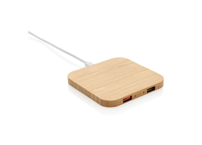 10W Kabelloses Ladegerät mit USB aus Bambus - Braun TK Gruppe® Grosshandel 
