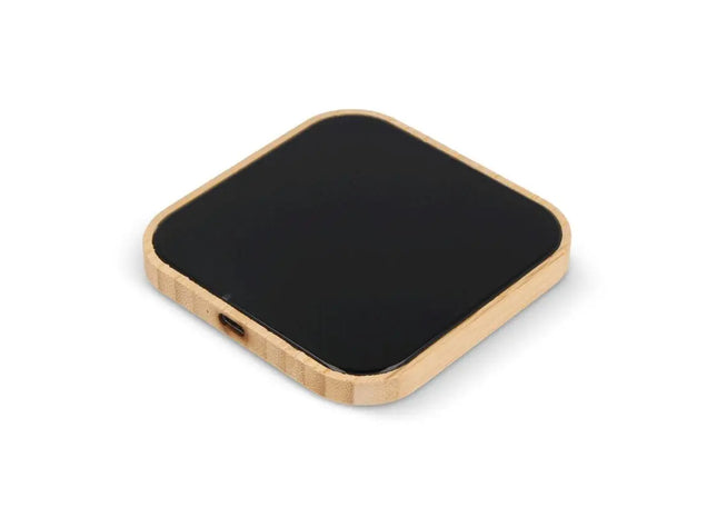 10W Schnell-Ladegerät aus Bambus & Glas - Kabellos, Schwarz TK Gruppe® Grosshandel 