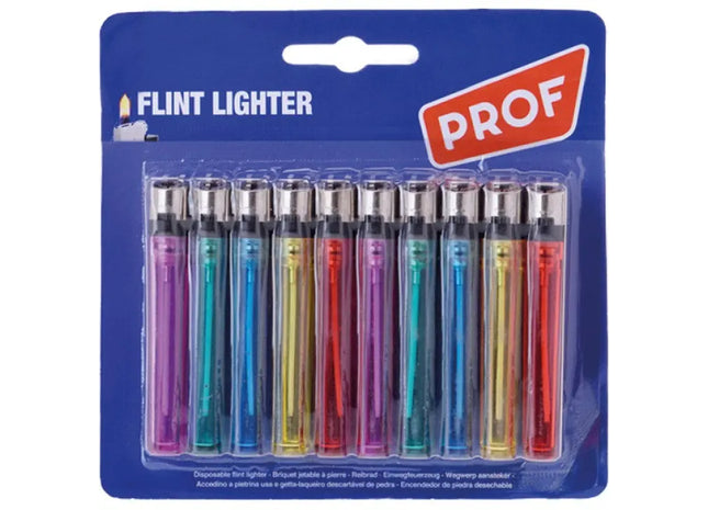 10er Pack Einwegfeuerzeuge mit Reibrad, auf Karte, 8x2cm TK Gruppe® Grosshandel 