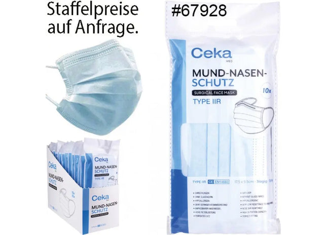10er-Pack Typ IIR 3-lagige Schutzmasken, BFE-geprüft TK Gruppe® Grosshandel 