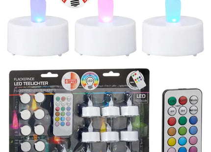 10er-Set LED Teelichter Farbwechsel mit Fernbedienung, batteriebetrieben, 4cm Durchmesser TK Gruppe® Grosshandel 