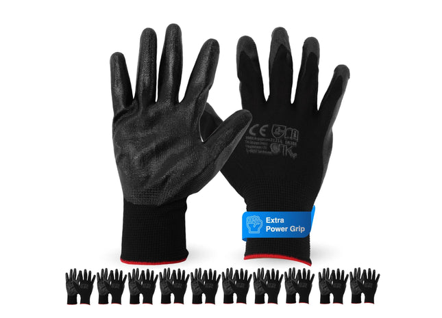 10x Paar Premium Arbeitshandschuhe Grau - Gartenhandschuhe Einheitsgröße 7-11 für Herren & Damen - Work Gloves EN388 für Arbeit & Garten mit Latexbeschichtung