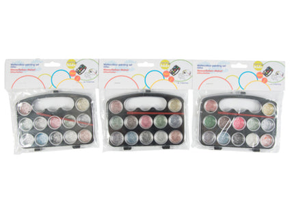 Glitzer-Aquarellfarbenset, 12 verschiedene Farben - Funkelnde, lebendige Künstlerbedarf TK Gruppe® Grosshandel 