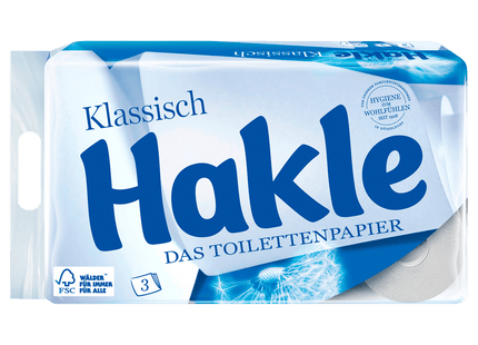 Hakle Klassisch Weiß Toilettenpapier 3-lagig 8x150 Blatt