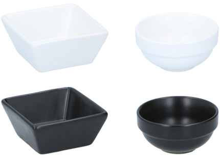 Snack-Schüssel-Set 2 Stück D8x3.5cm/8x83: Kompakte Duo-Keramikschalen für Dips & Vorspeisen TK Gruppe® Grosshandel 