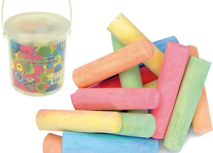 12-Piece Sidewalk Chalk Set: Assorted Colors in Handy Bucket - Outdoor Art Supplies TK Gruppe® Grosshandel 