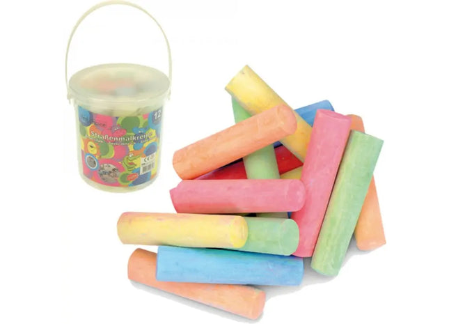 12-Piece Sidewalk Chalk Set: Assorted Colors in Handy Bucket - Outdoor Art Supplies TK Gruppe® Grosshandel 