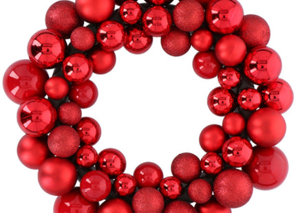 55-Piece Red Bauble Christmas Wreath - Festive Holiday Décor with 55 Ornaments - Yuletide Decorative Wreath TK Gruppe® Grosshandel 