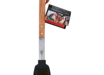 Holzgrillbürste & Schaber Luxus Eiche - Hochwertiges BBQ-Reinigungswerkzeug mit elegantem Holzgriff TK Gruppe® Grosshandel 