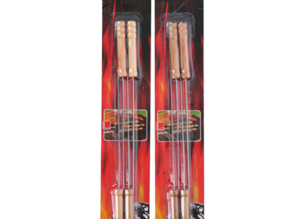 Set mit 4 BBQ-Spießen - Holzgriffe - Länge 38,5 cm TK Gruppe® Grosshandel 