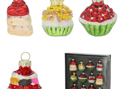 12er Set Christbaumschmuck Kuchenformen in Showbox – Festliche Deko TK Gruppe® Grosshandel 
