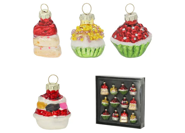12er Set Christbaumschmuck Kuchenformen in Showbox – Festliche Deko TK Gruppe® Grosshandel 