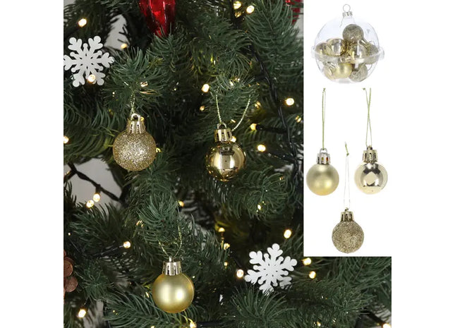 12er Set Goldene Christbaumkugeln, Elegante Weihnachtsdekoration, Ø 2,5cm TK Gruppe® Grosshandel 