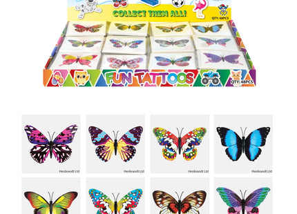 12er Set Mini Schmetterling Tattoos, 4cm - Wasserfeste temporäre Tattoos für Kinder & Partys TK Gruppe® Grosshandel 