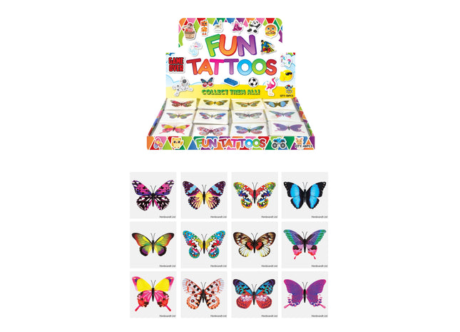 12er Set Mini Schmetterling Tattoos, 4cm - Wasserfeste temporäre Tattoos für Kinder & Partys TK Gruppe® Grosshandel 