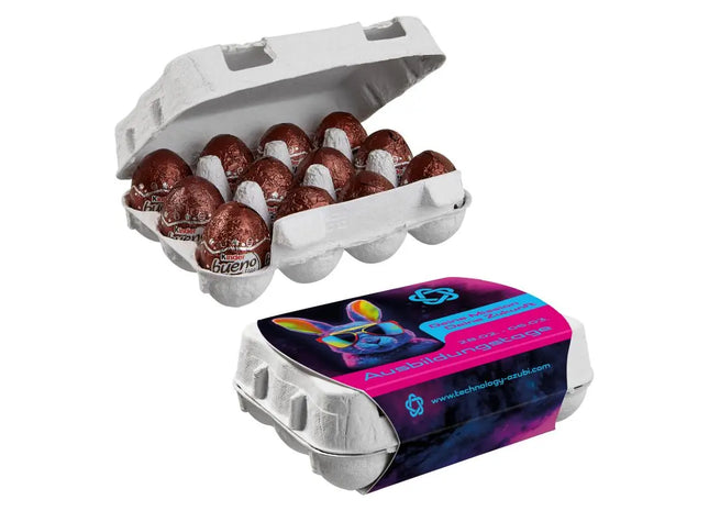 12er Set Ostereier-Karton mit Kinder Bueno Eiern - Personalisierbar TK Gruppe® Grosshandel 