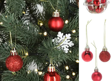 12er Set Rote Christbaumkugeln, Festliche Dekoration, Durchmesser 2,5cm TK Gruppe® Grosshandel 
