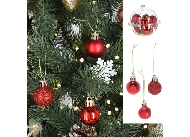 12er Set Rote Christbaumkugeln, Festliche Dekoration, Durchmesser 2,5cm TK Gruppe® Grosshandel 