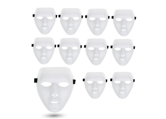 12x Maske weiß - Theathermaske zum bemalen unbemalt basteln Anonymous Phantom Masken - Karneval & Fasching & Halloween
