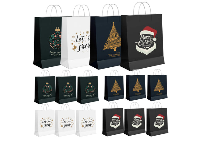 12x XXL Weihnachtstaschen Weihnachten Geschenktüten Weihnachtstüte Geschenktaschen für Geschenke (12x Geschenktüten