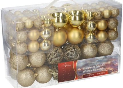 100er Set Goldene Weihnachtskugeln, Festliche Deko-Bälle, Kunststoff TK Gruppe® Grosshandel 