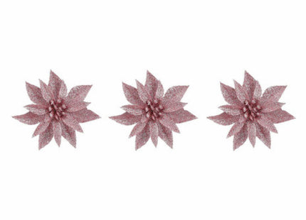 Pink Poinsettia Attachments 3pc: Festive Floral Clips for Christmas, Crafts, and Decor TK Gruppe® Grosshandel 