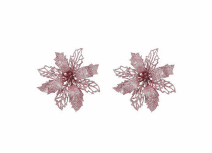 Pink Poinsettia Clasps 2pc: Festive Floral Attachments for Christmas, Crafts, and Decor TK Gruppe® Grosshandel 