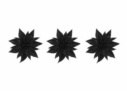 Set aus 3 Schwarzen Poinsettia Clips - Dekorative Blumen-Haarschmuck TK Gruppe® Grosshandel 