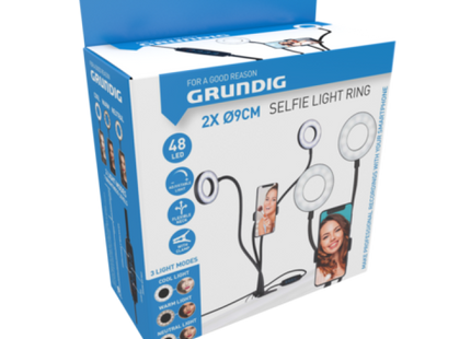 2-in-1 Selfie Studio Set, Doppelte 24 LED Beleuchtung, Einstellbare Helligkeit, Tragbares Fotografie-Kit TK Gruppe® Grosshandel 