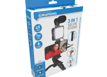 3-in-1-Selfie-Studio-Set: Stativ, LED-Ringlicht und Bluetooth-Fernbedienung TK Gruppe® Grosshandel 