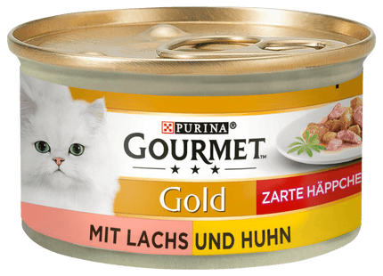 Purina Gourmet Gold Zarte Häppchen in Sauce mit Lachs & Huhn 85g