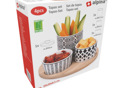 Rundes Tapas-Servierset, 4-teilig - Ideal für Geselligkeit und Essen TK Gruppe® Grosshandel 