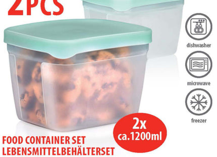 2er-Pack Frischhaltedosen, 1200 ml - Luftdichte Lebensmittelbehälter TK Gruppe® Grosshandel 