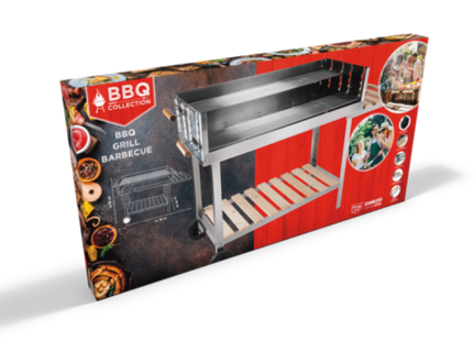 Grillwagen: Tragbarer Outdoor-Grillwagen mit Rädern für Grillgeräte, Utensilien und Zubehör TK Gruppe® Grosshandel 