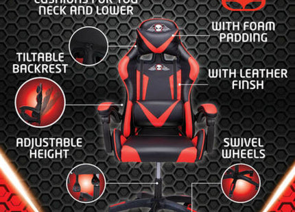 Rennstil Ergonomischer Gamer Sitz - Schwarz und Rotes Gamingstuhl mit hoher Rückenlehne TK Gruppe® Grosshandel 