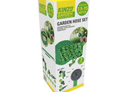 7,5-15m Gartenschlauch-Set: Flexibler Wasserschlauch mit Sprühdüse für Gartenbewässerung TK Gruppe® Grosshandel 