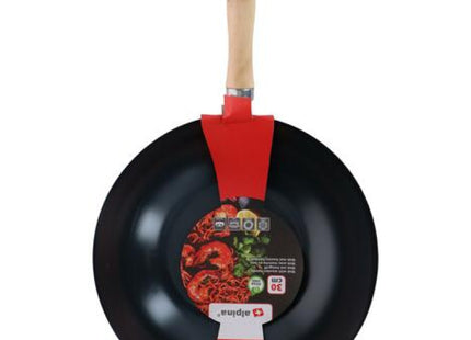 30cm Klassische Asiatische Bratpfanne, Antihaft-Wok mit Holzgriff TK Gruppe® Grosshandel 