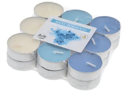 18 Duft-Teelichter Anti-Tabak, Geruchsneutralisierend, Schrumpffolie TK Gruppe® Grosshandel 