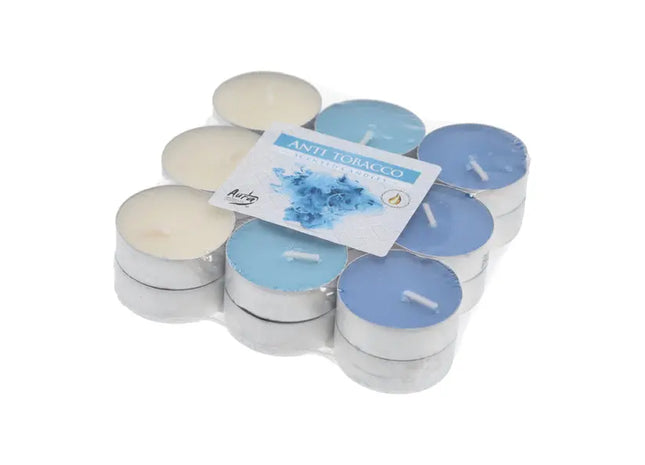 18 Duft-Teelichter Anti-Tabak, Geruchsneutralisierend, Schrumpffolie TK Gruppe® Grosshandel 