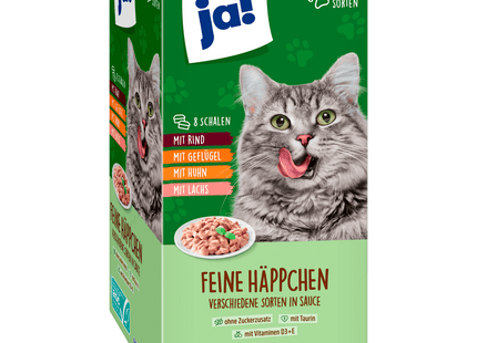 ja! Katzenfutter Feine Häppchen 4 Sorten 8x100g