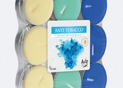 18er-Pack Anti-Tabak Duft-Teelichter - Geruchsneutralisierende Kerzen im Blockformat TK Gruppe® Grosshandel 