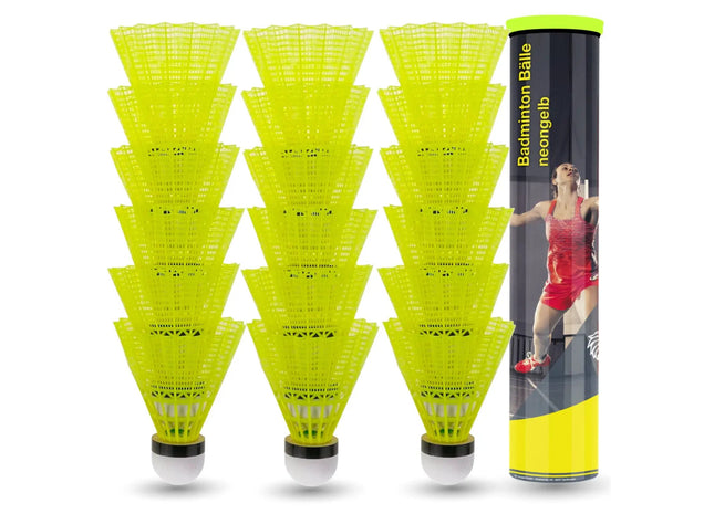 12x Federbälle gelb Badmintonbälle für Training & Wettkampf Badminton - für Outdoor & Indoor (12x)